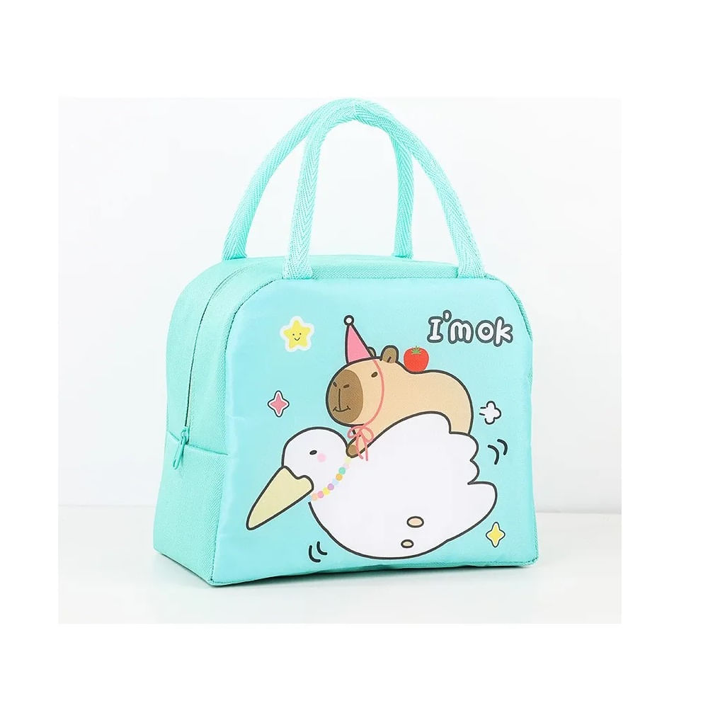 Lonchera termica portátil bolso de almuerzo estampado  - Turquesa