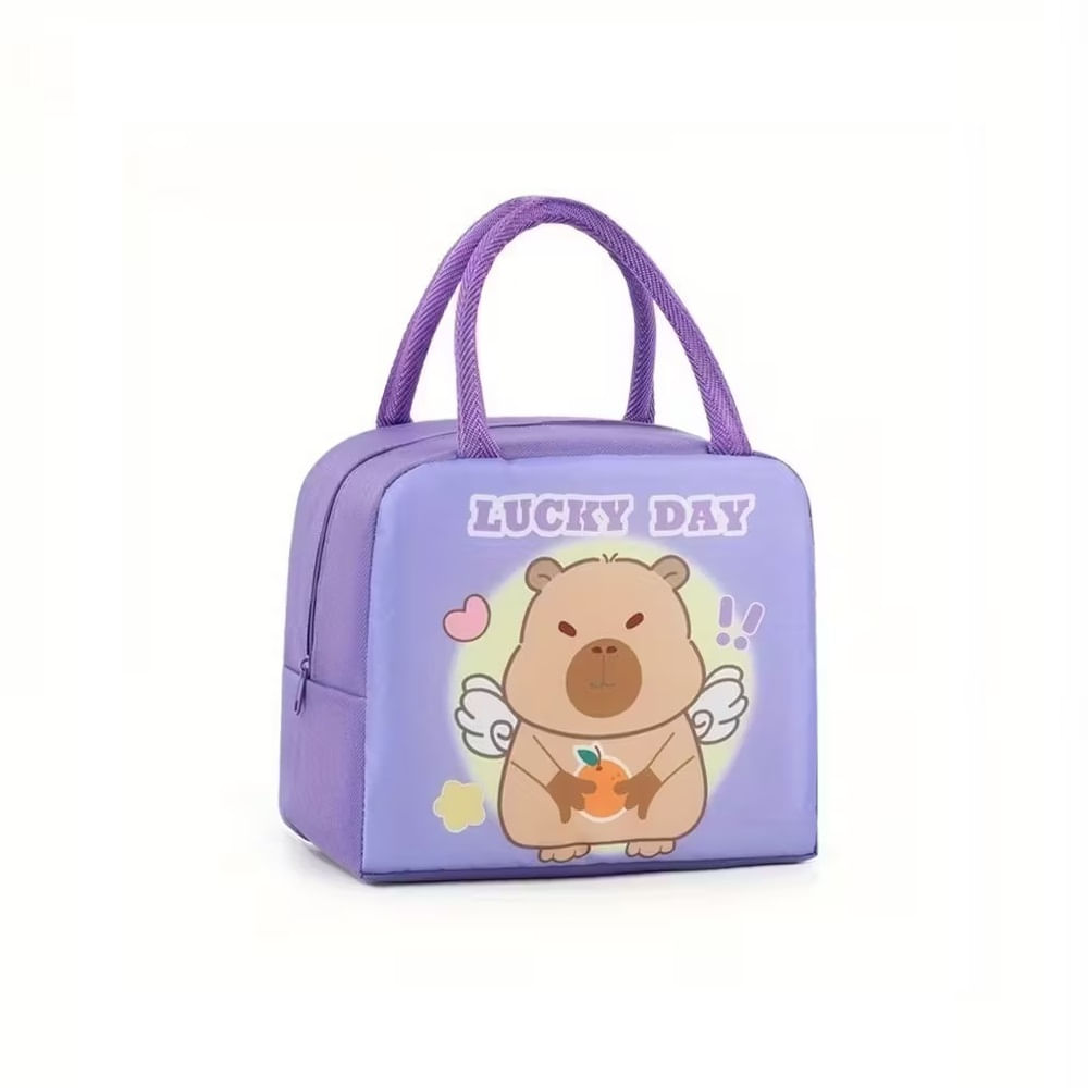 Lonchera termica portátil bolso de almuerzo estampado - Morado