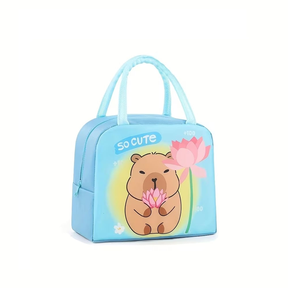 Lonchera termica portátil bolso de almuerzo estampado - Celeste