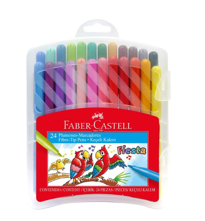 PLUMON DELGADO FABER CASTELL FIESTA 45 ESTUCHE RIGIDO X 24 UNID