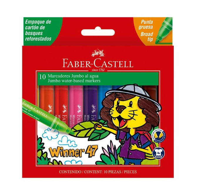 PLUMON JUMBO FABER CASTELL WINNER 47 ESTUCHE CARTON X 12 UND