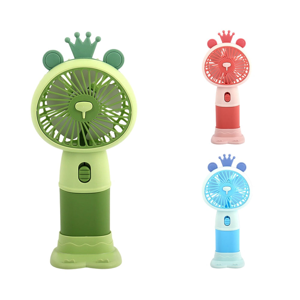 Ventilador de mano portatil con base y cargador  - Verde