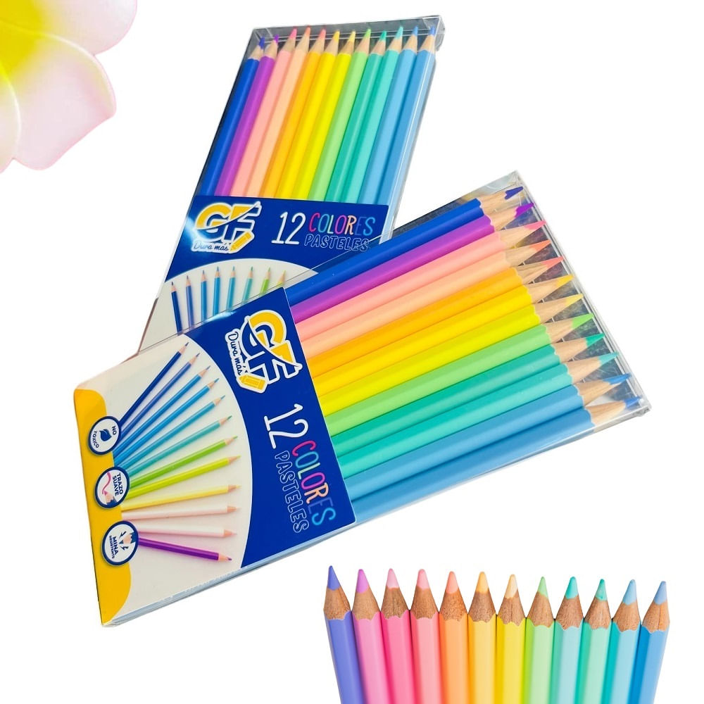 Set de 2 cajas de lapices de colores pinturas pasteles triangular