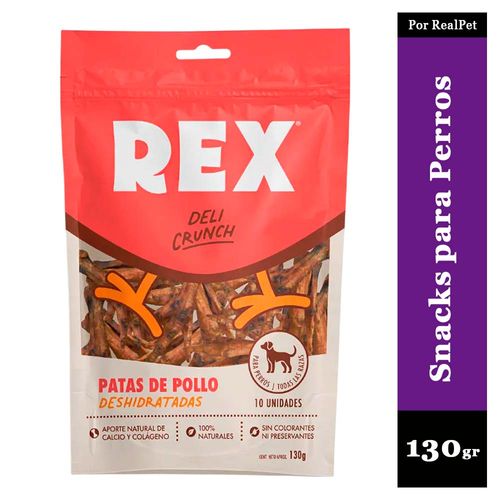 Patas de Pollo Deshidratadas Perro Rex Deli Crunch 130 g