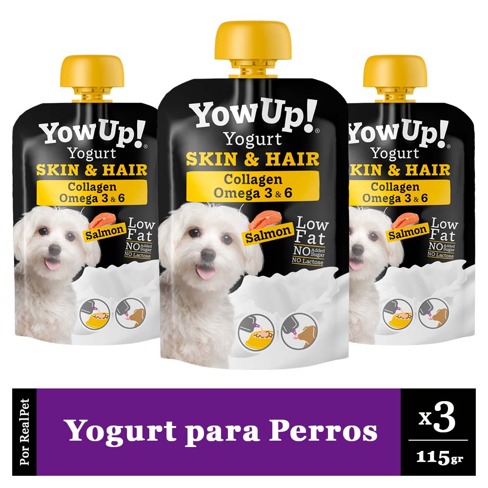 Pack x3 Yogurt para Perro Yowup Skin Hair Salmón 115 gr