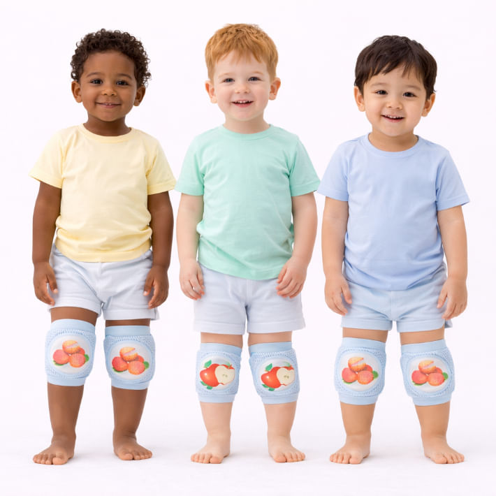 RODILLERAS BEBÉ PACK X3 CELESTE ANTIGOLPE ANTIDESLIZANTE