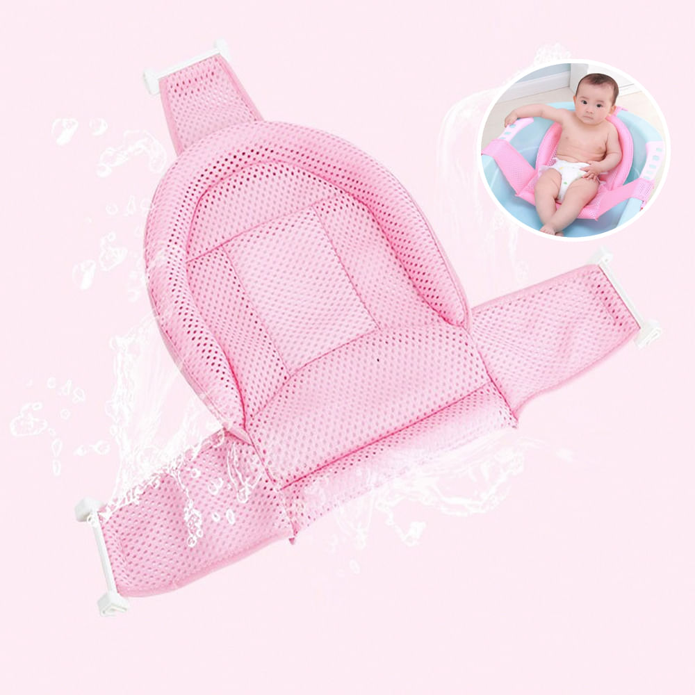 Malla de Baño 3 Anclajes Baby Froggie Rosado Para Bebe Soporte para tina