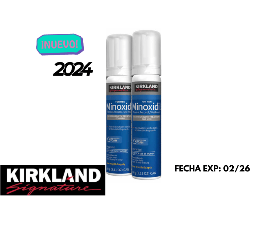 Minoxidil 5% en ESPUMA Kirkland ORIGINAL 2 frascos- barba y cabello