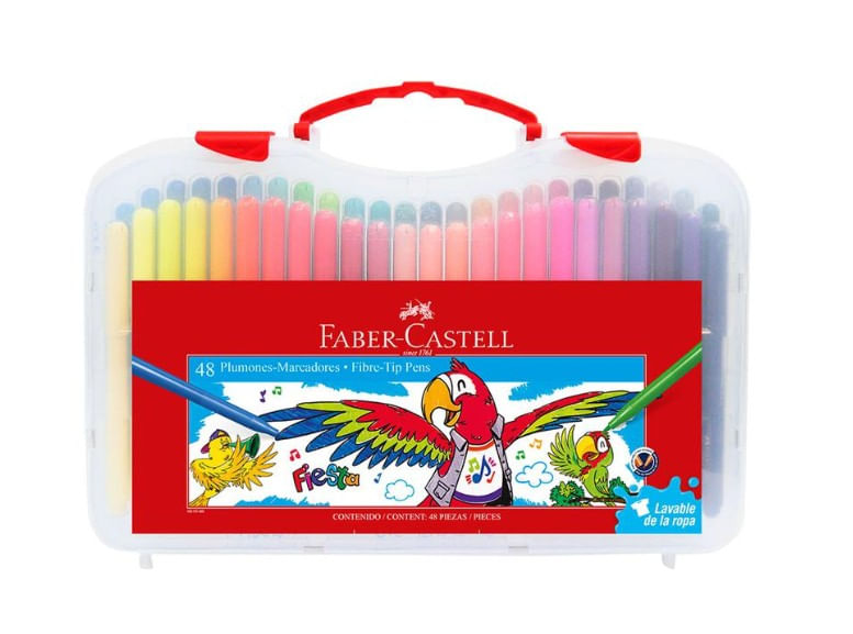 PLUMON DELGADO FABER CASTELL FIESTA 45 ESTUCHE RIGIDO X 48 UNID
