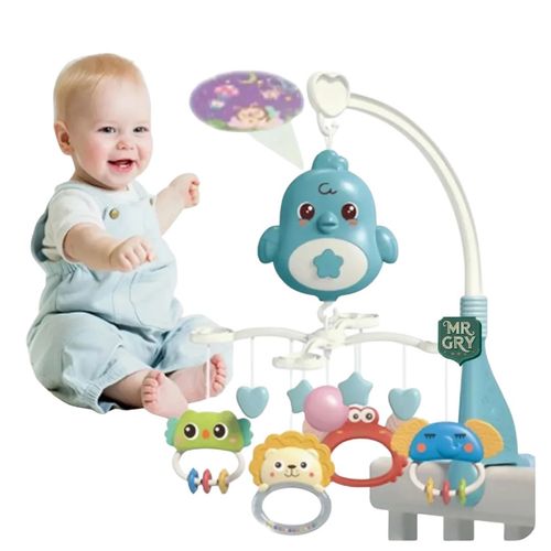 Móvil Proyector Musical Pollito Para Bebes celeste