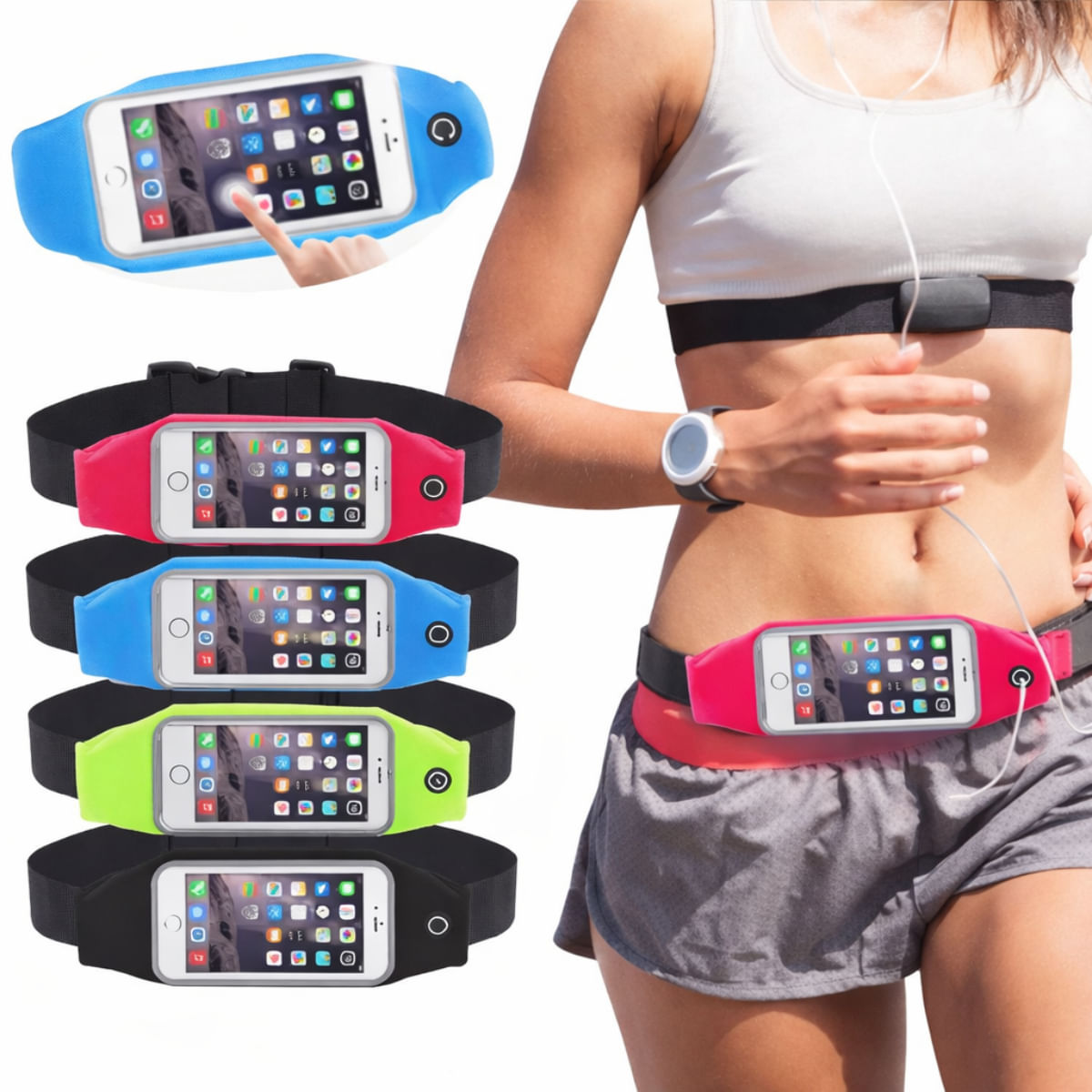 Riñonera Deportiva Unisex Porta Smartphone Seguro Colores Surtidos