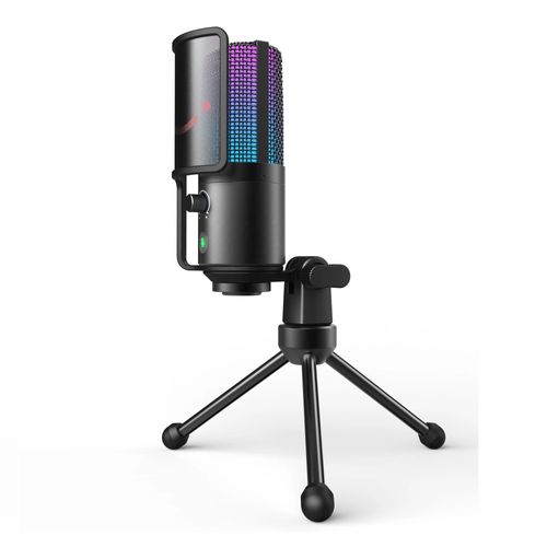 Fifine - Micrófono K669 Pro 3 USB RGB Cardioide con Soporte - Negro