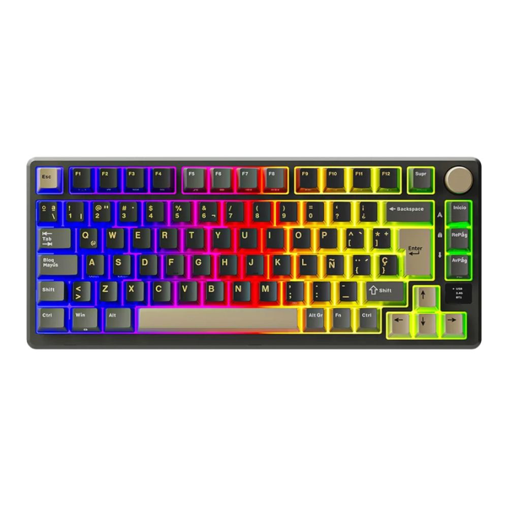 Royal Kludge - Teclado M75 Wireless 75% Phantom Switch K Silver