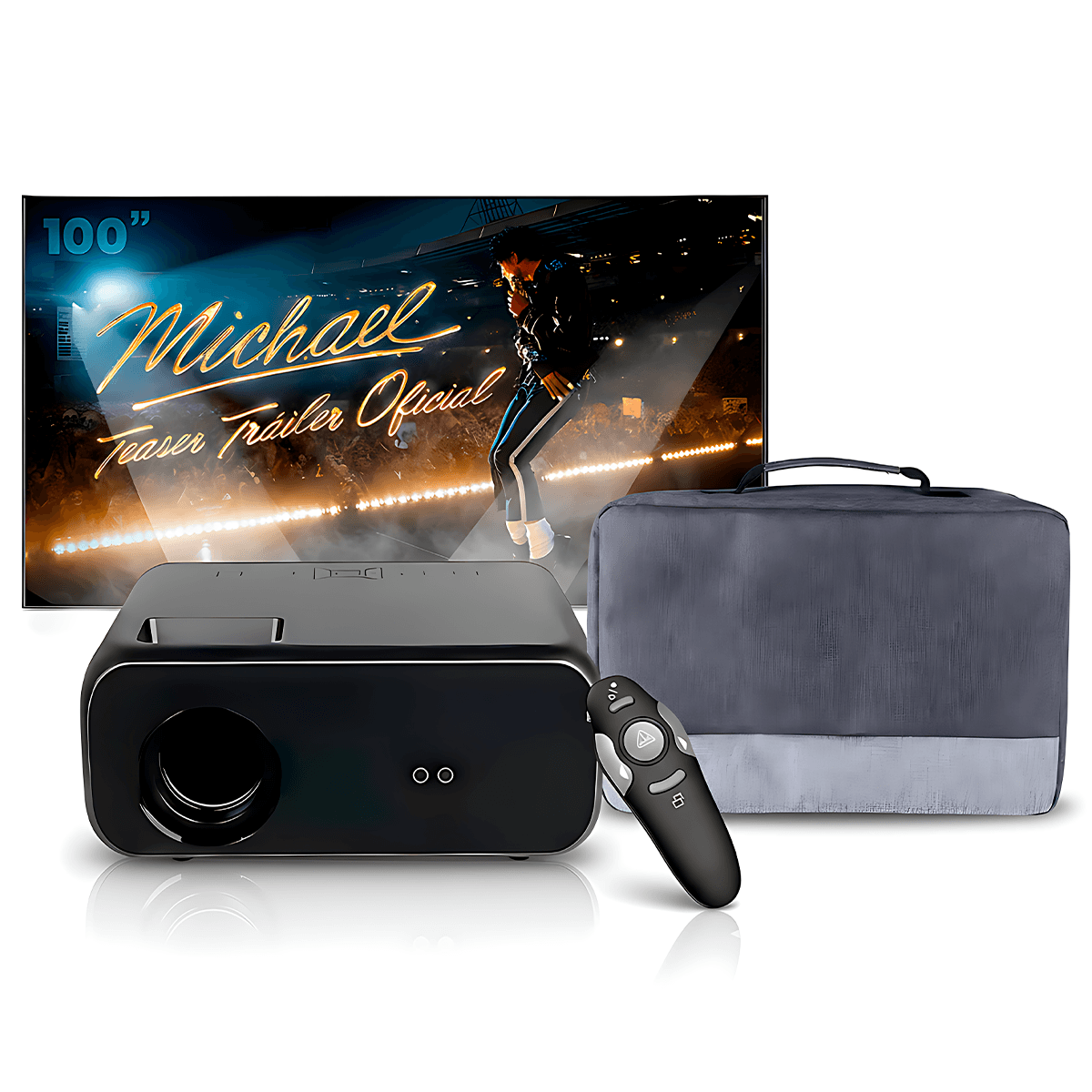 Proyector Smart SD550 Enfoque Manual + Ecran 100 Pulgadas + Puntero Láser + Bolso de Transporte