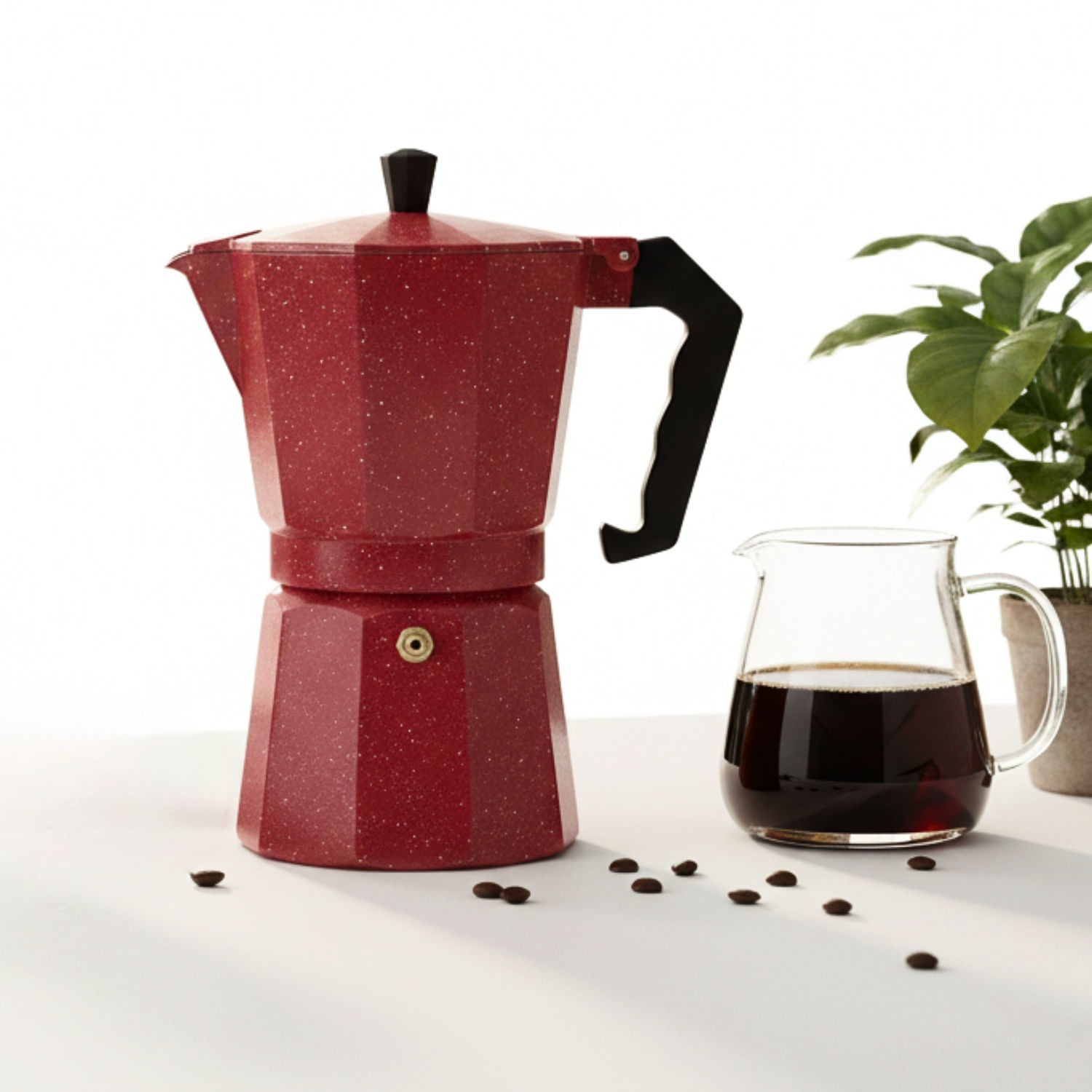 Cafetera Italiana Moka de 9 tazas Color Rojo de 450 ml