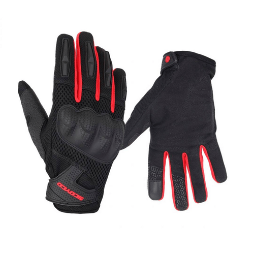 GUANTES ANTIDESLIZANTES REFORZADOS MOTOCICLISTAS SCOYCO MC58 ROJO