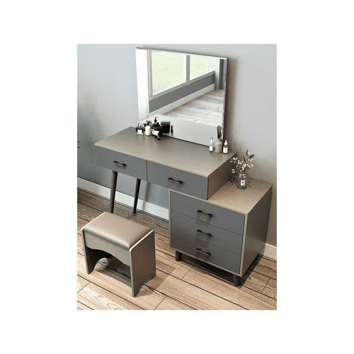 Tocador Hansa con Espejo y Asiento Color Bardolino\Plomo TU MESITA