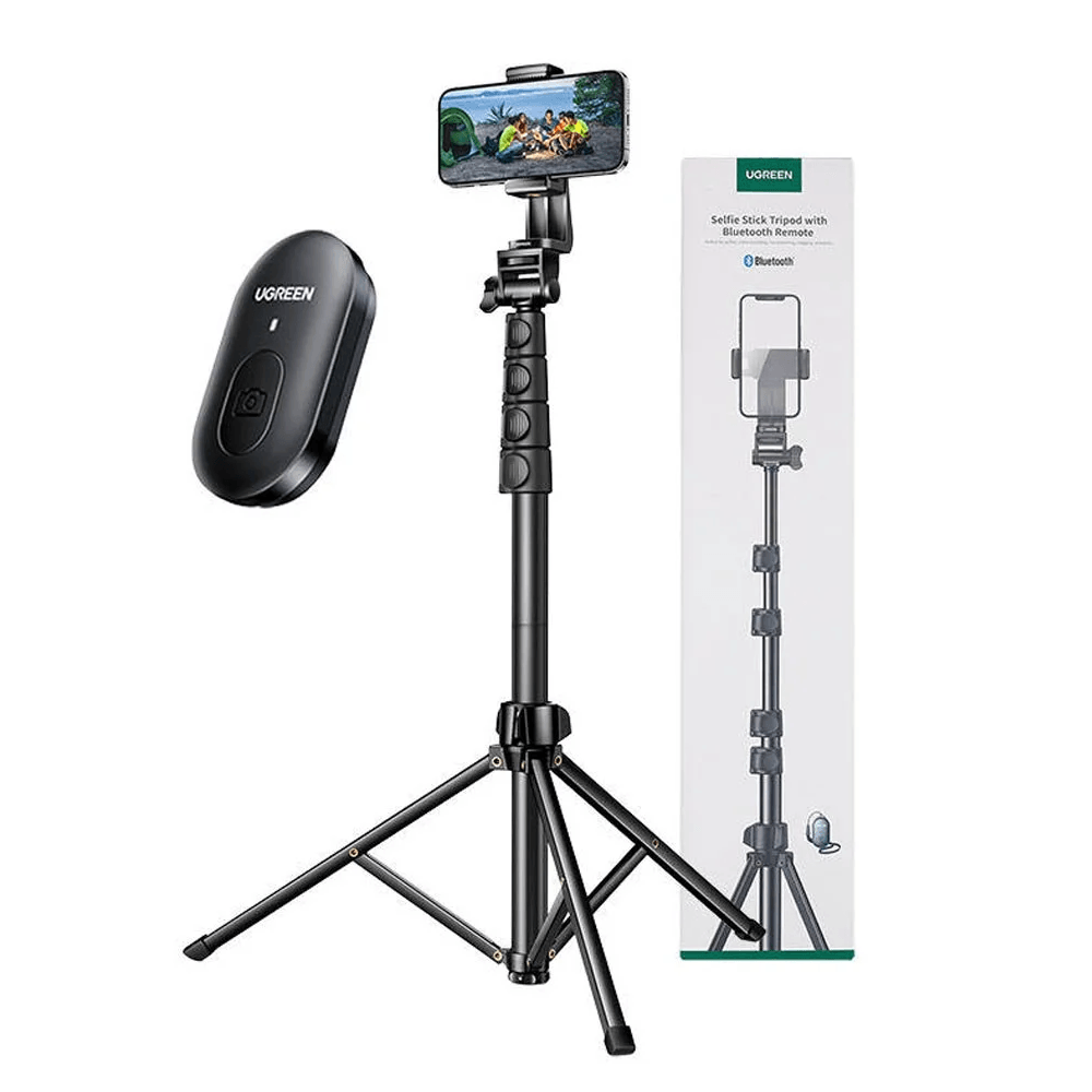 Trípode Selfie Stick Ugreen Lp680 Para Smartphone Y Cámara Acción 1.8m con Control Bluetooth Negro