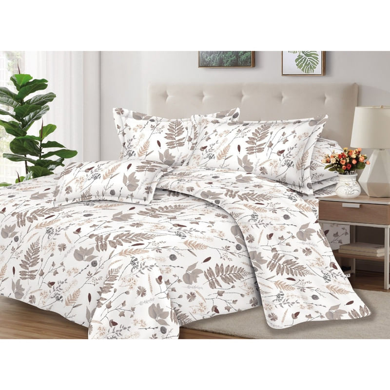 Juego de Sábanas 100% Algodón 2Plazas 4 Piezas 2000 Hilos Blanco Café