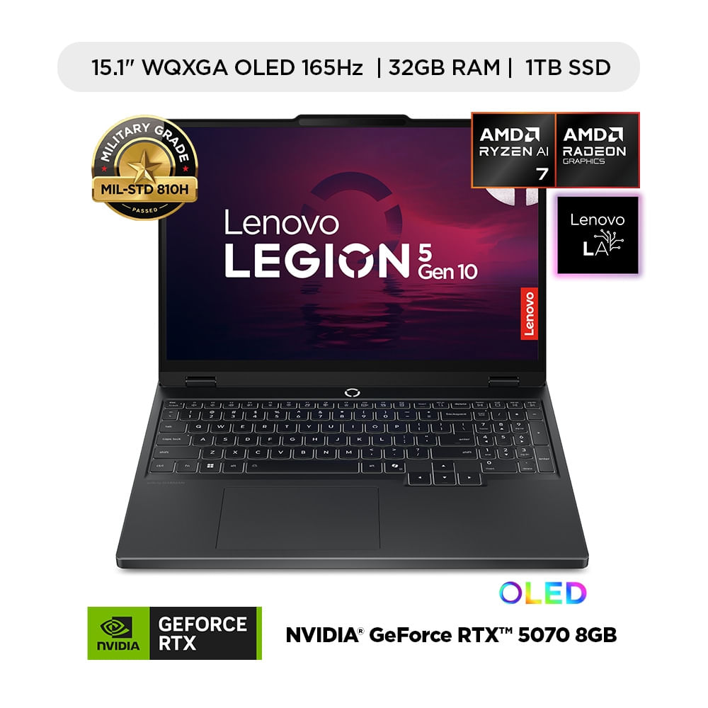 Laptop gamer Lenovo Legion 5 AMD Ryzen AI 7 350 32GB 1TB SSD RTX 5070 8GB
