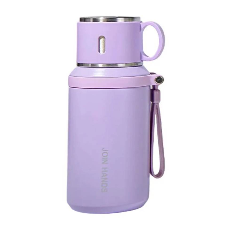 Termo de Acero Inoxidable con asa y cinta Lila 600 ml - OFERTA