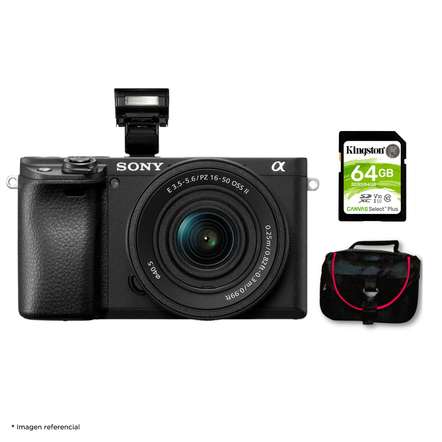 Cámara Sony Alpha a6400 Mirrorless + Lente 16-50mm II + Kit Básico de Accesorios