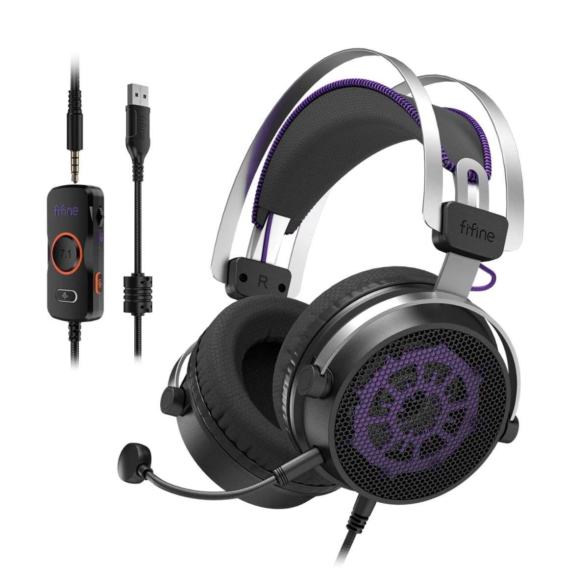 Fifine - Audífono Ampligame H18V RGB Sonido Virtual 7.1 - Negro