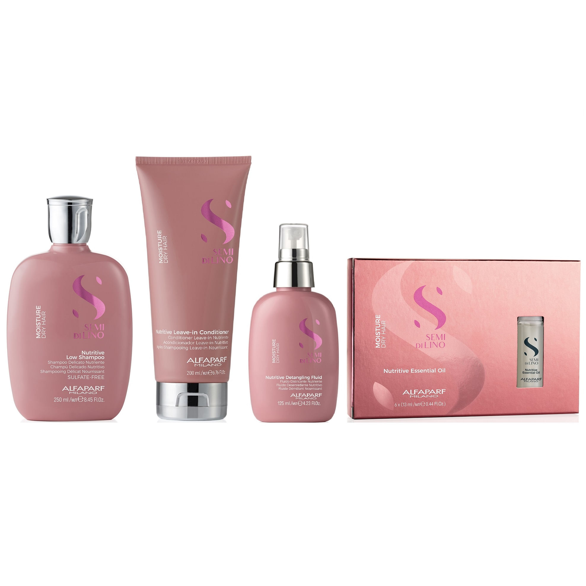 Shampoo 250ml + Acondicionador + Spray + Ampollas Alfaparf Moisture