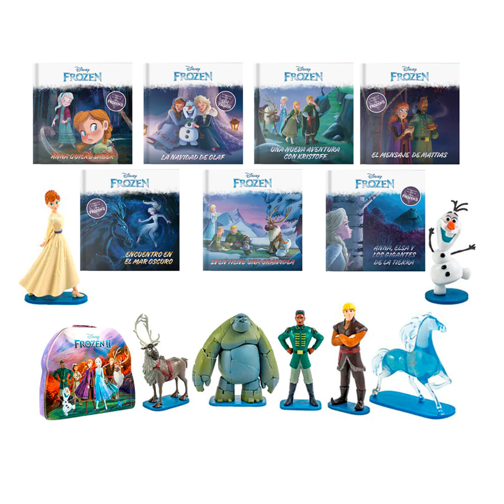 Caja de Colección 7 Personajes Frozen y 7 Libros Tapa Dura