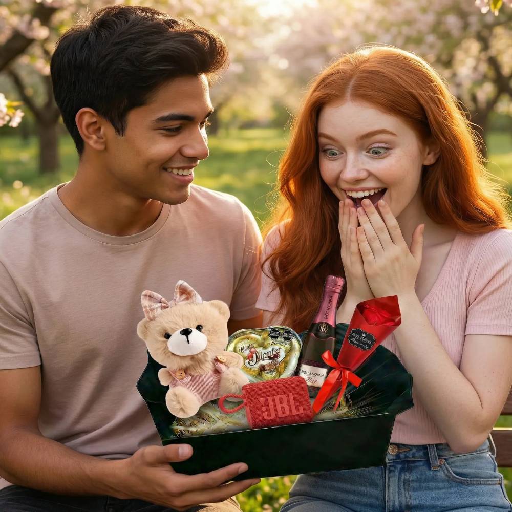 Box Exclusivo San Valentín con Parlante JBL GO 4 Rojo Original – Regalo Premium para Ella