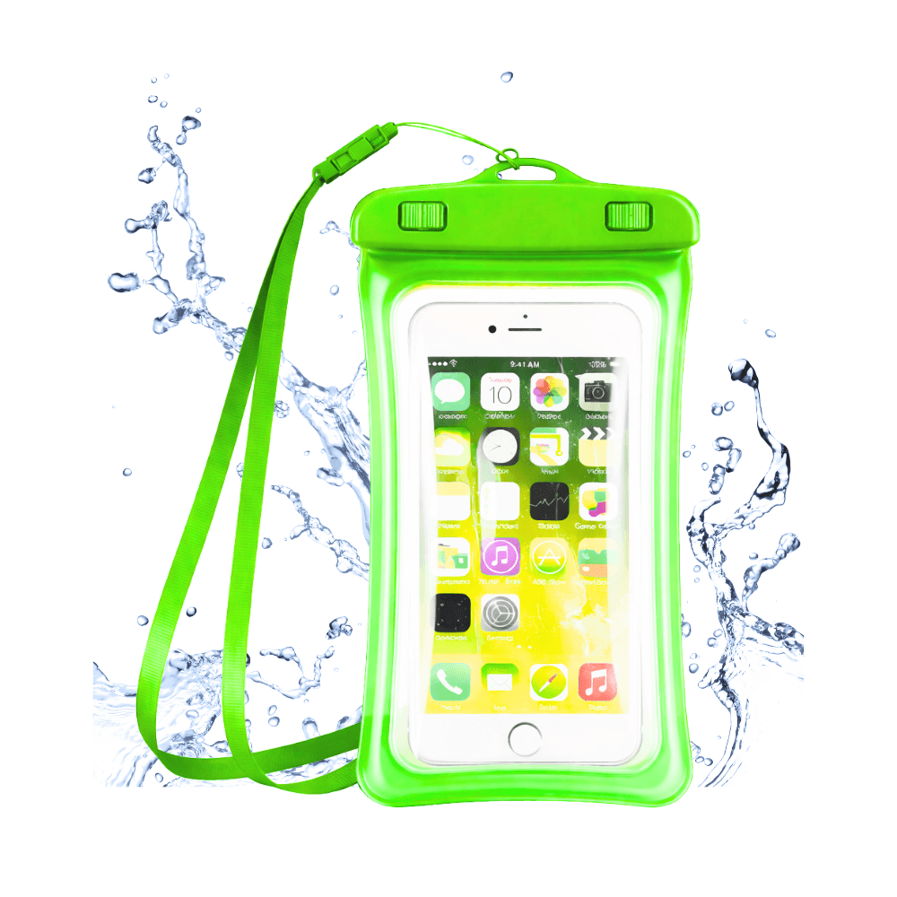 Funda Acuatica con Flotador para Celular Sellado Hermetico Verde