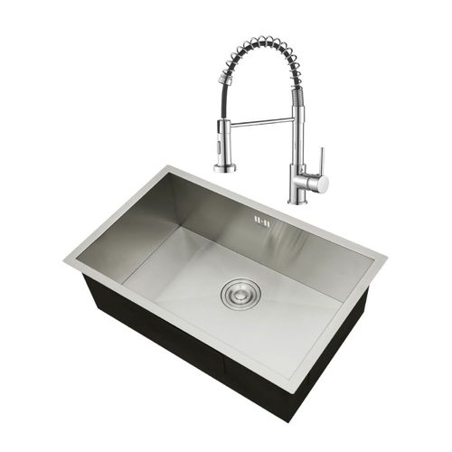 Combo Lavadero Vesubio 68X43cm Record (sin escurridor) + Mezcladora Monocomando para Lavadero Italgrif Punta Cana con Pico Resorte Cromado