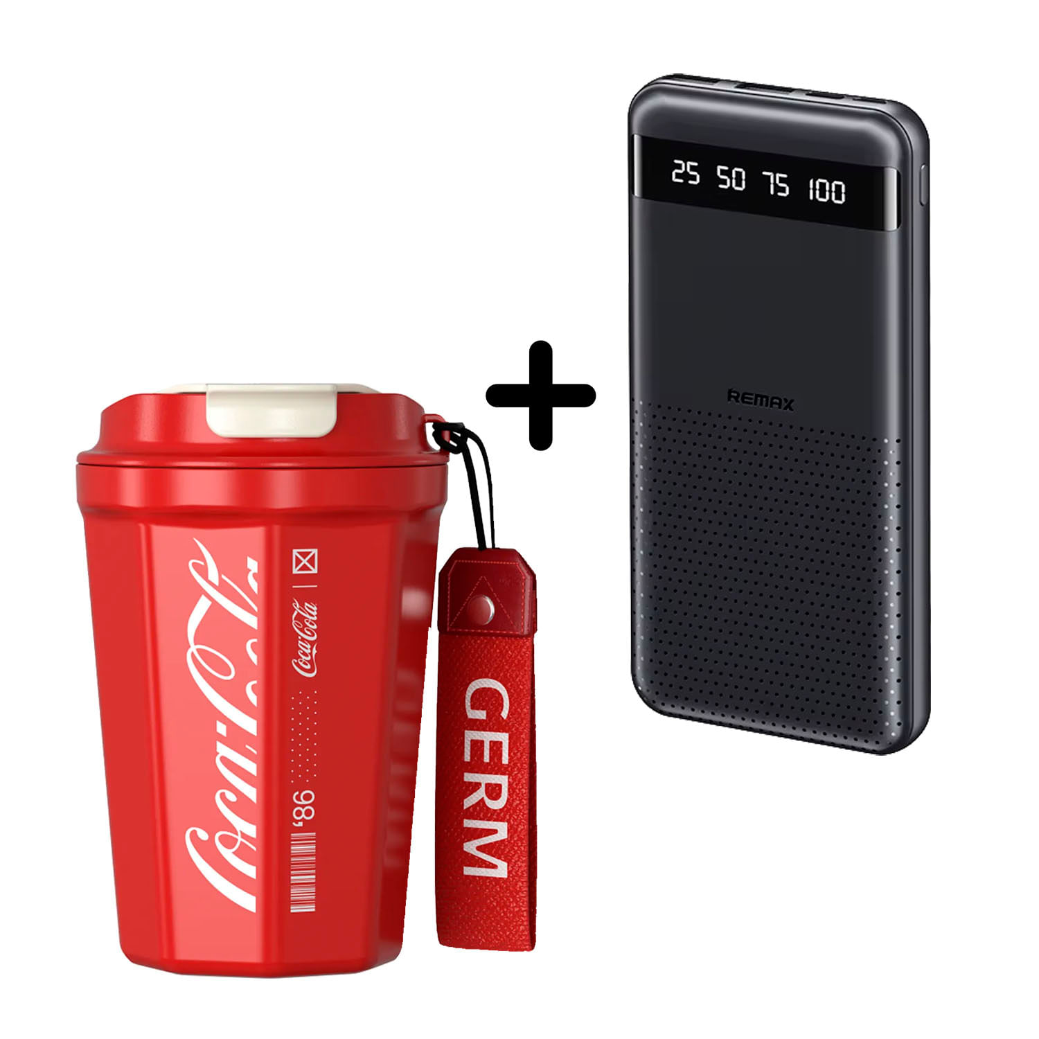Combo Vaso Coca-Cola Rojo 390 ml + Power Bank Remax RPP-10 Negro