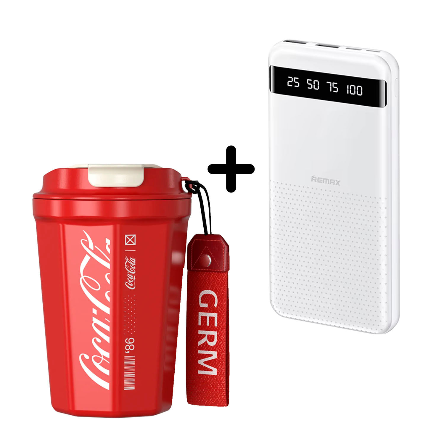 Combo Vaso Coca-Cola Rojo 390 ml + Power Bank Remax RPP-10 Blanco