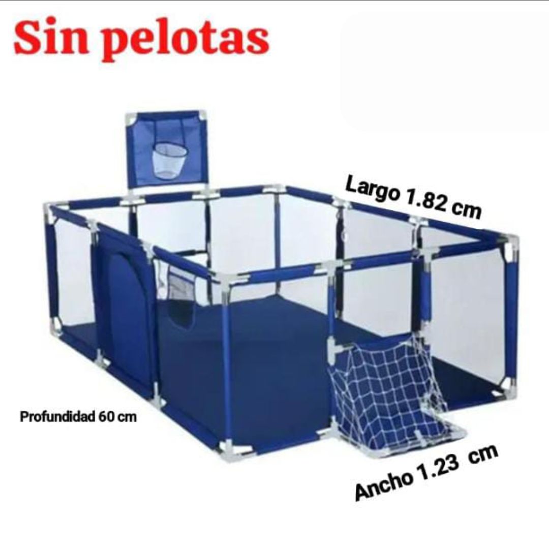 Corral para Bebes 3 en 1 con Canasta y Arco de Fútbol color azul