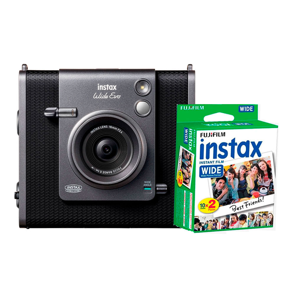 Camara Fujifilm Instax Wide Evo Black + Pack Pelicula x 20
