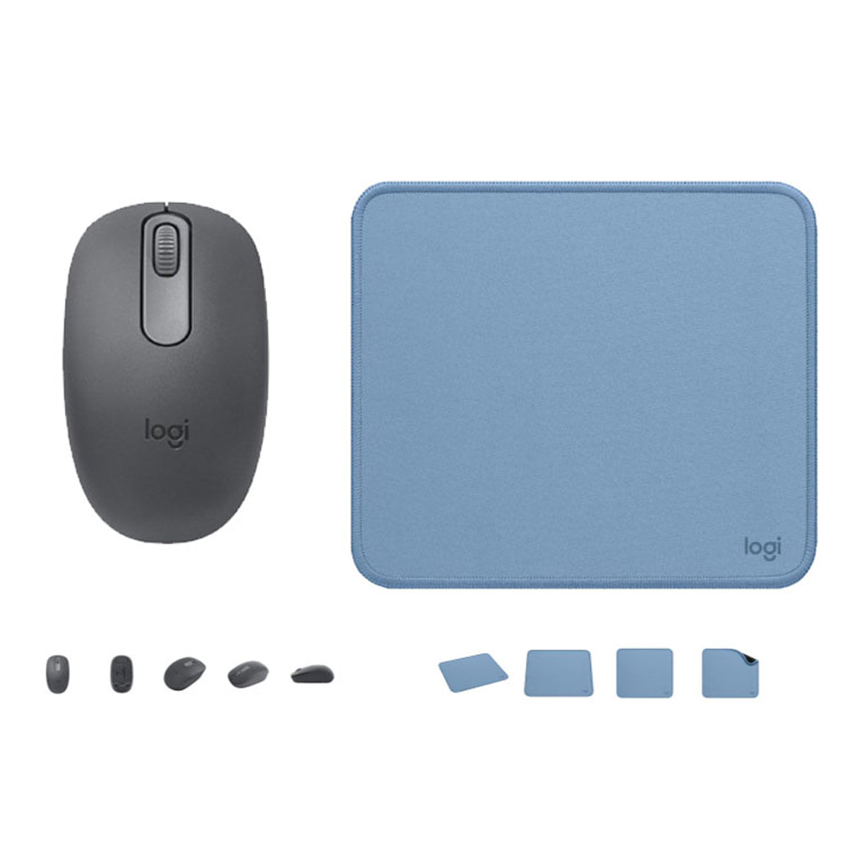 COMBO LOGITECH MOUSE M196 NEGRO Y PAD MOUSE AZUL