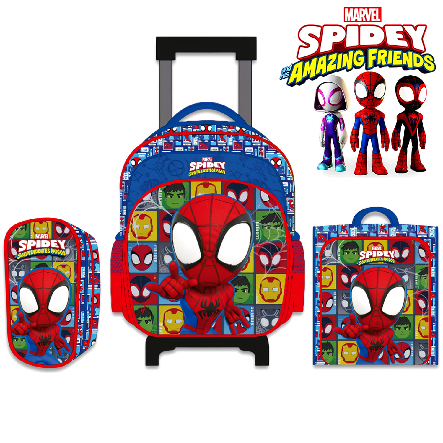 Set de Mochila con Ruedas A4 Cartuchera Y Lonchera SPIDEY SPDEY-4-143