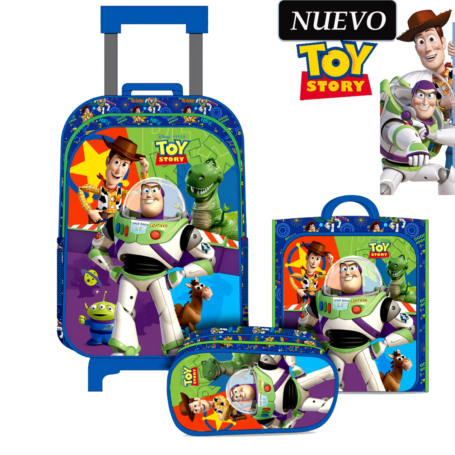 Set de Mochila con Ruedas Tamaño Oficio  Cartuchera  y Lonchera Toy Story TY-3-163