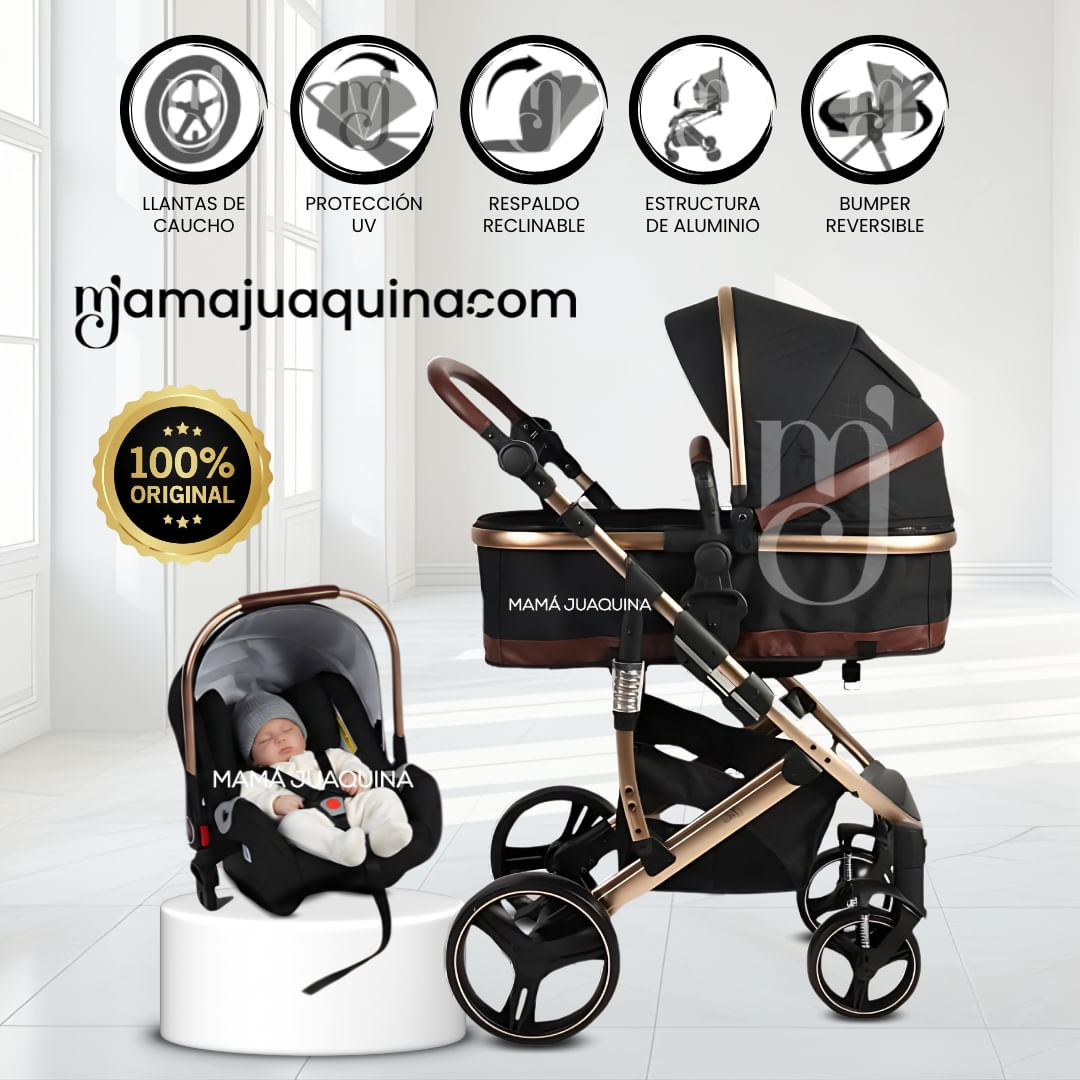 Coche Moisés Travel System Con Portabebé «MARQUILIA» Negro