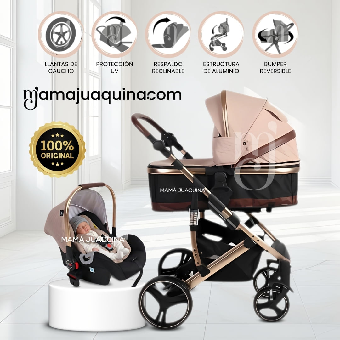 Coche Moisés Travel System Con Portabebé «MARQUILIA» Beige