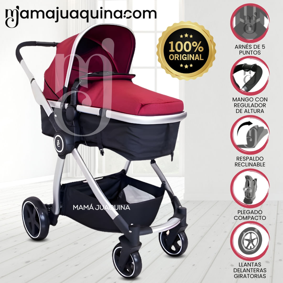 Coche Moisés Travel System de Lujo «CAMBOYA» Borgoña