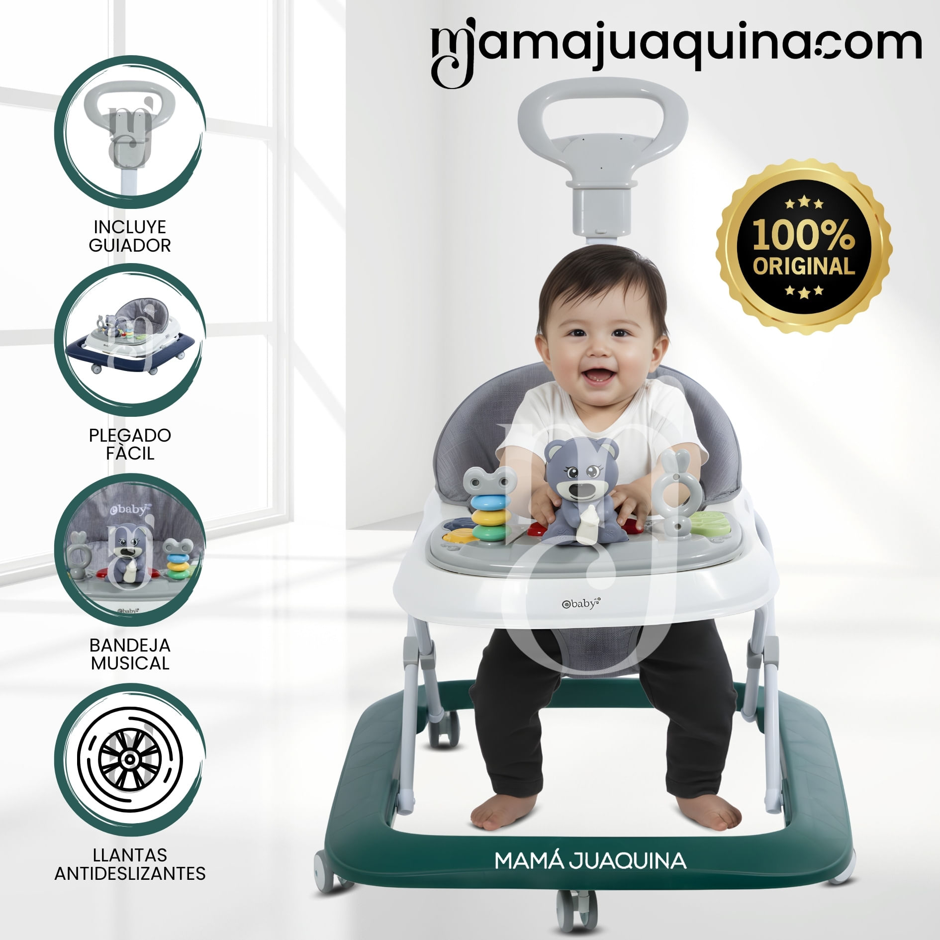 Andador con Bandeja Musical «FALL GUYS» Verde