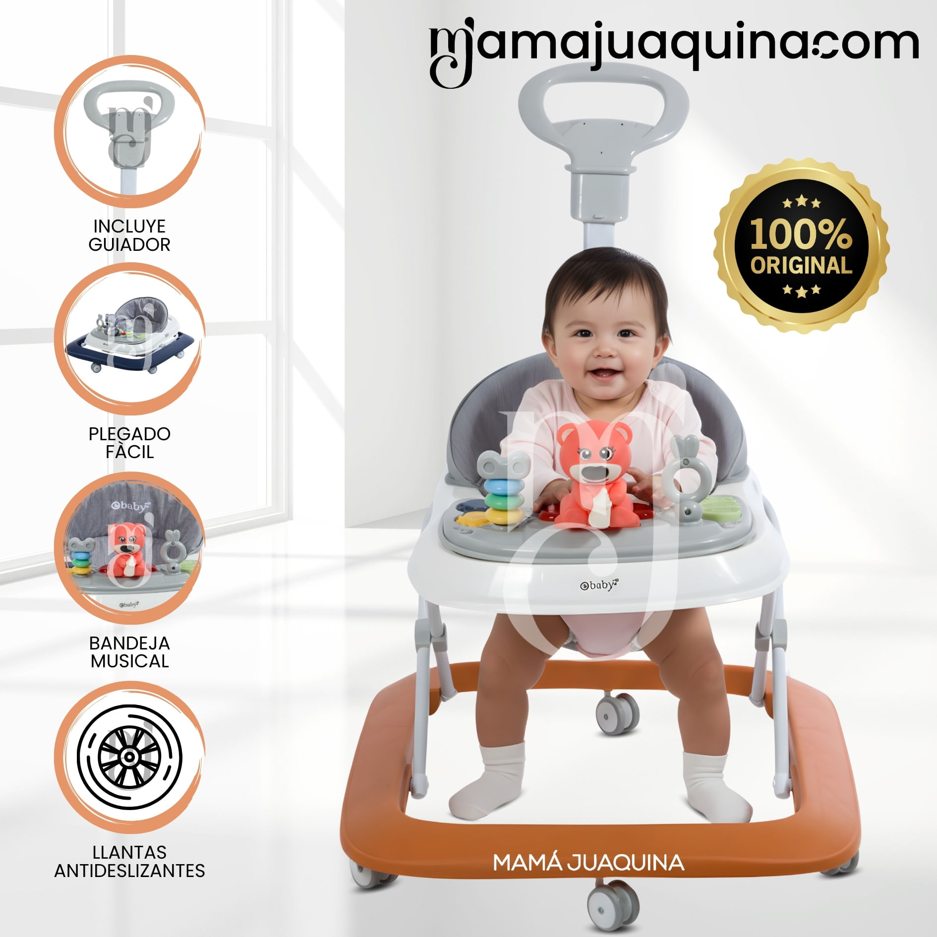 Andador con Bandeja Musical «FALL GUYS» Naranja