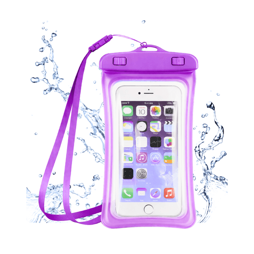 Funda Acuatica con Flotador para Celular Sellado Hermetico Morado