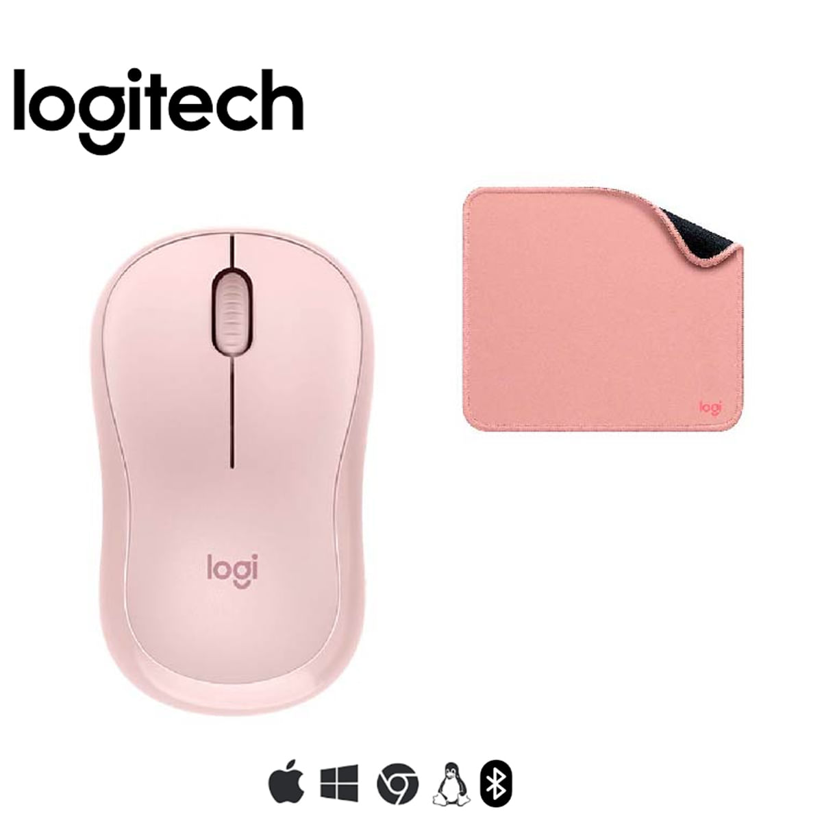 COMBO LOGITECH MOUSE M240 ROSADO Y PAD MOUSE