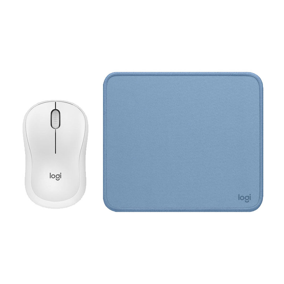 COMBO LOGITECH MOUSE M240 BLANCO Y PAD MOUSE AZUL