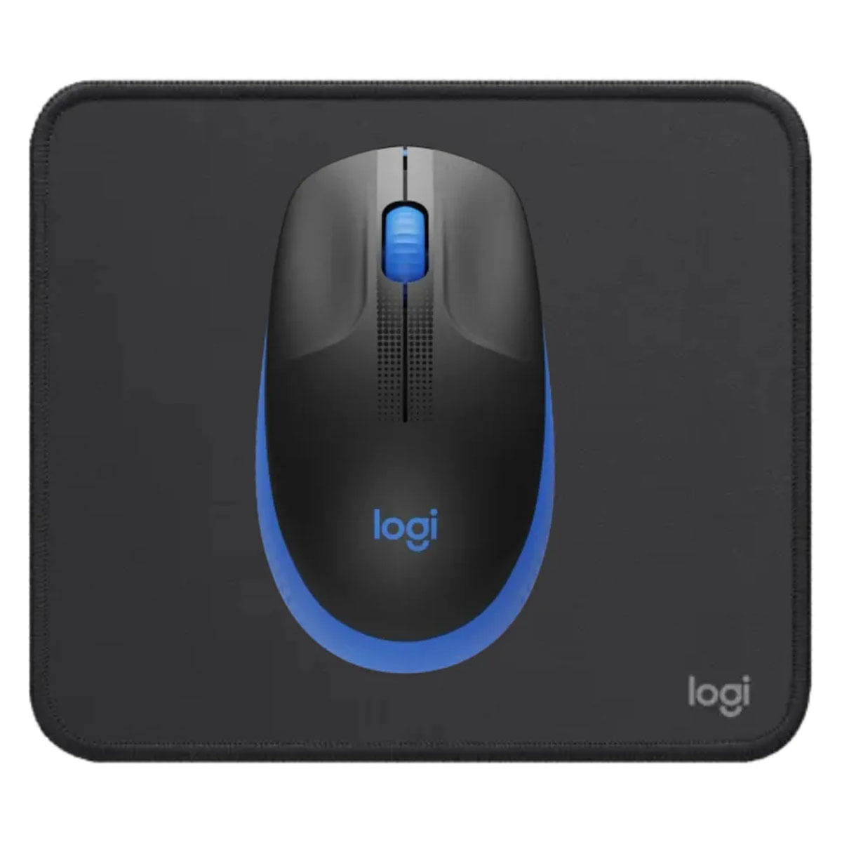 COMBO LOGITECH MOUSE M190 AZUL Y PAD MOUSE NEGRO