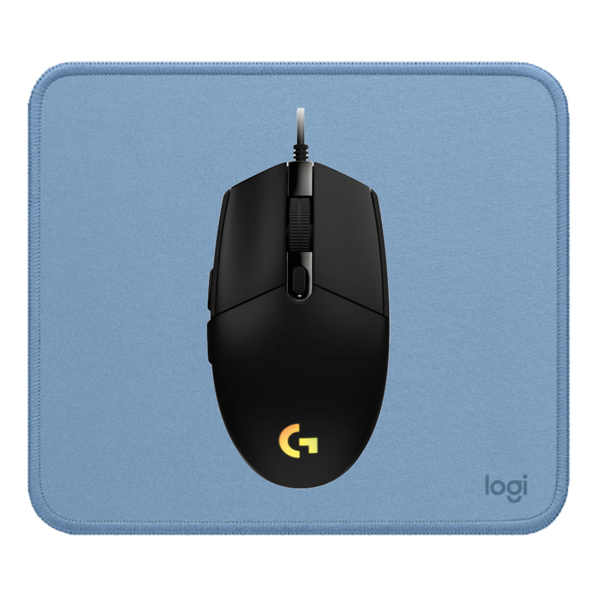 COMBO LOGITECH MOUSE G203 NEGRO Y PAD MOUSE AZUL