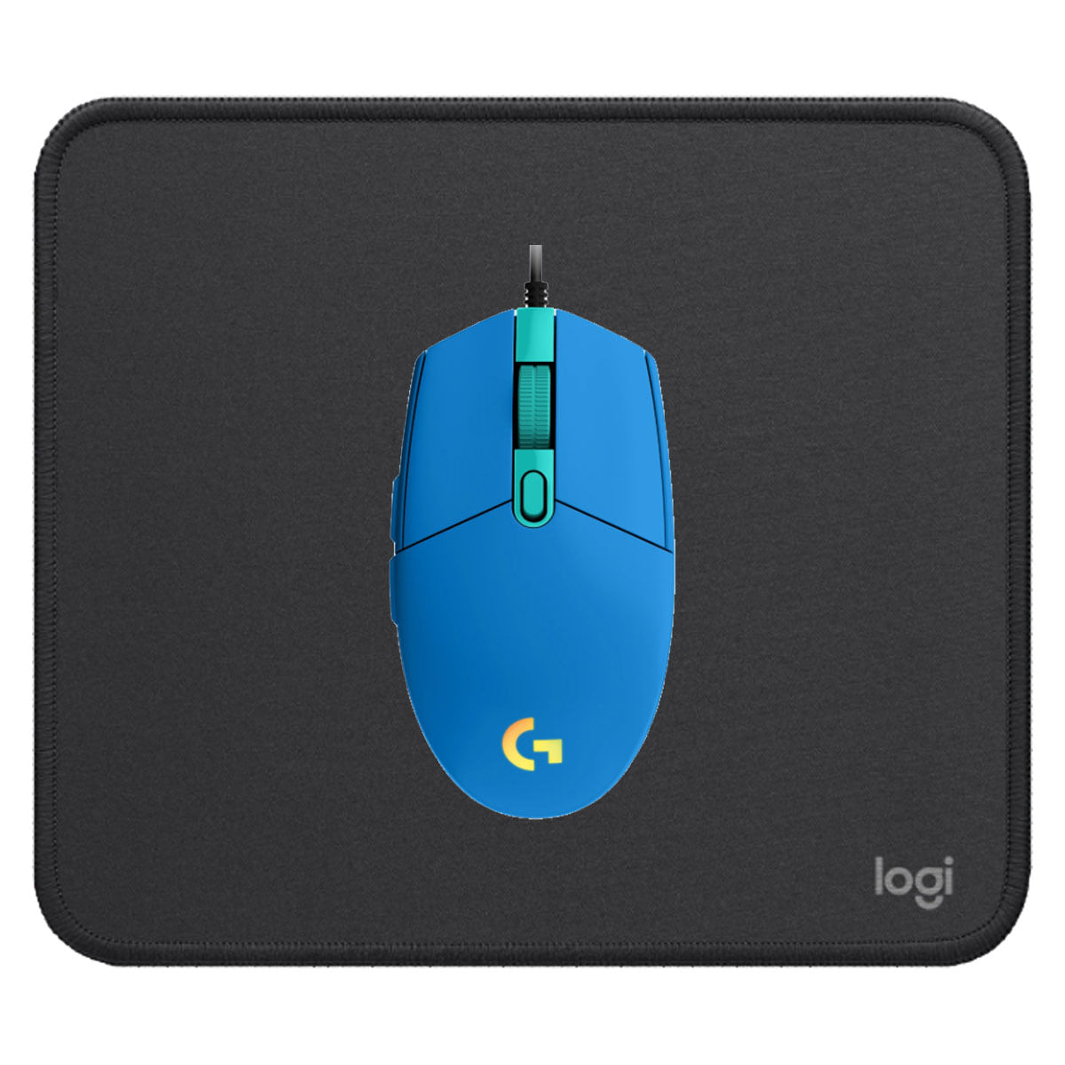 COMBO LOGITECH MOUSE G203 AZUL Y PAD MOUSE NEGRO